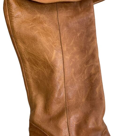 Brazilian over the knee chunky heel leather tan boots women’s 7 1/2 M - Picture 6 of 11
